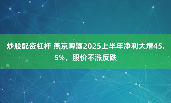 炒股配资杠杆 燕京啤酒2025上半年净利大增45.5%，股价不涨反跌